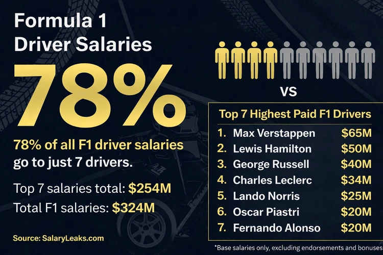 Top 7 Drivers Earn Nearly 80% of All Formula 1 Salaries in 2026